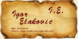 Igor Elaković vizit kartica